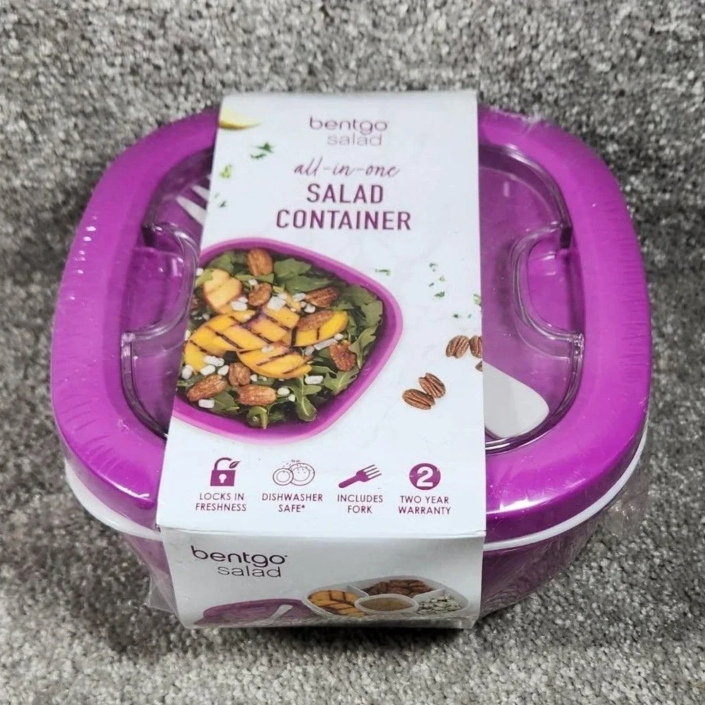 Bentgo Salad Container Purple All-in-One Lunch‎ Box with Fork BGOSAL-P